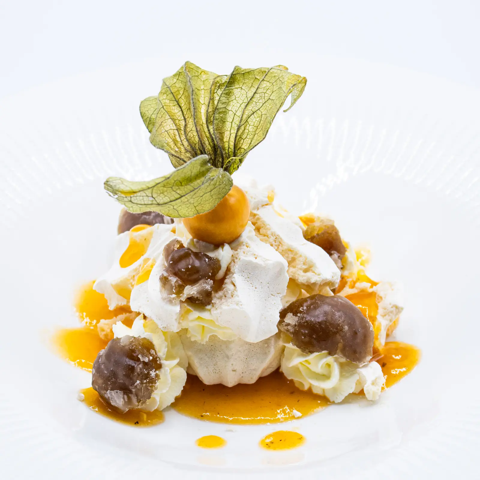 Kaki merengue creme chantilly et marron glace Kaki merengue creme chantilly et marron glace